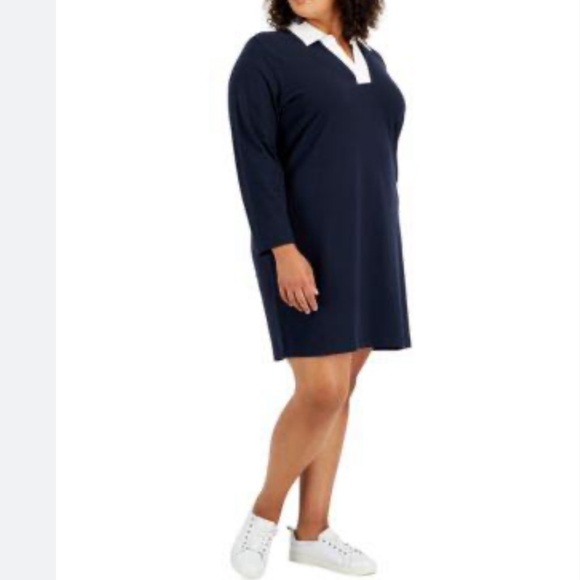 Tommy Hilfiger Plus Size Johnny-Collar Rugby
Dress. Navy Blue. 2X/3X - Picture 1 of 6